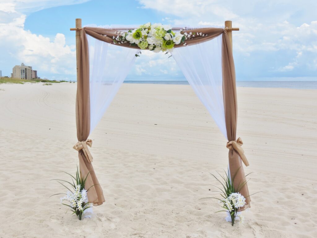 Tan theme wedding by Beach Weddings Alabama