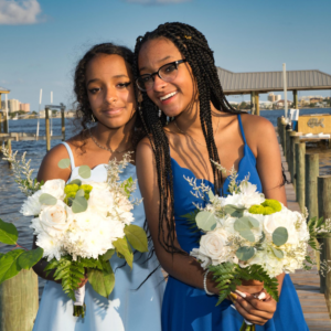 white romantic wedding bouquets by Beach Weddings Alabama