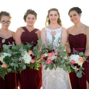 wine color wedding flowers by Beach Weddings Alabama
