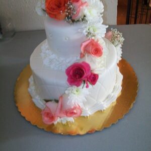 Gulf Shores Coral 2 tier wedding cake by Beach Weddings Alabama