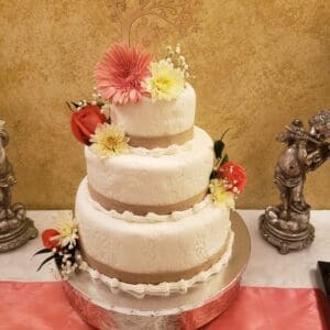 3 tiers wedding cake by Beach Weddings Alabama