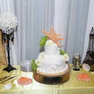 Starfish wedding cake by Beach Weddings Alabama