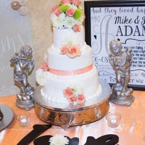 Coral Wedding cake by Beach Weddings Alabama