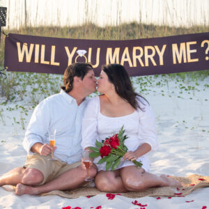 Great proposal on the beach by Beach Weddings Alabama Beach Weddings Alabama
