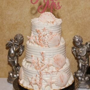 Whimsy 3 tiers Beach Wedding cake by Beach Weddings Alabama