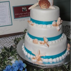 Seashells Beach Wedding Themed wedding cake by Beach Weddings Alabama