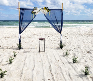 Best Navy color arch in orange Beach by Beach Weddings Alabama