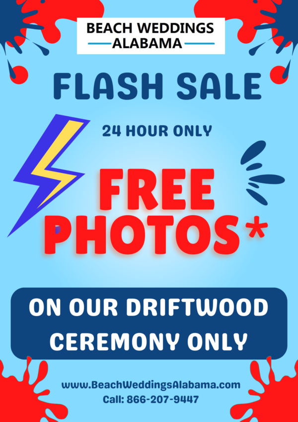 FLASH SALE! FREE WEDDING PHOTOS ON OUR DRIFTWOOD WEDDING PACKAGE