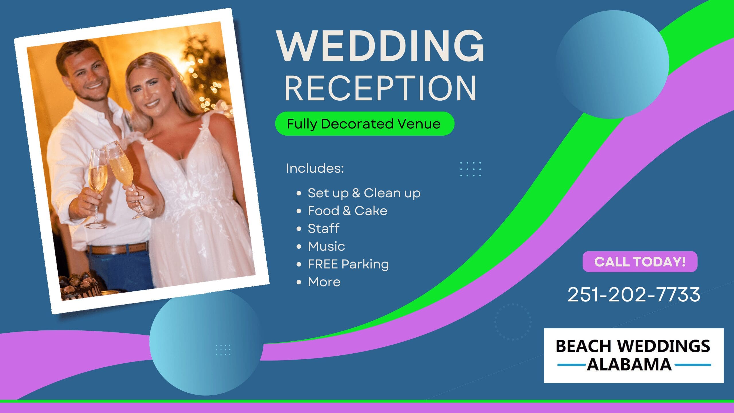 Wedding Receptions in Orange Beach, Gulf Shores Alabama & Perdido key, Florida. Call us 251-202-7733